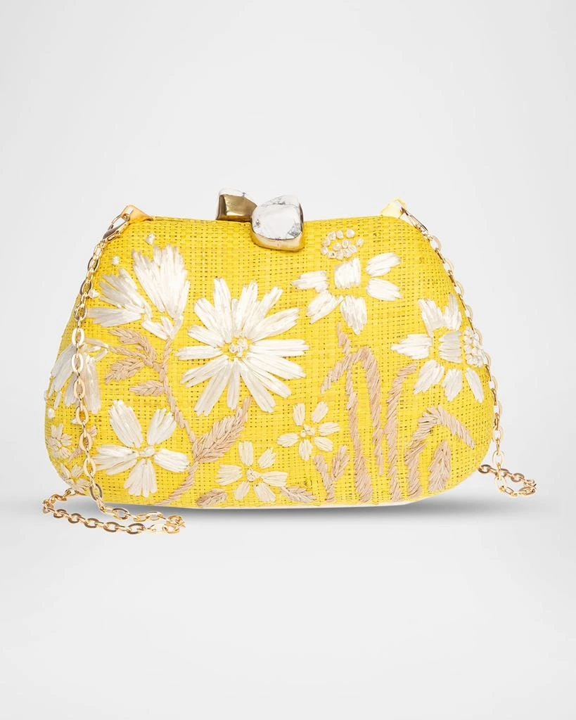 Rafe Tamu Flower Raffia Clutch Bag 1