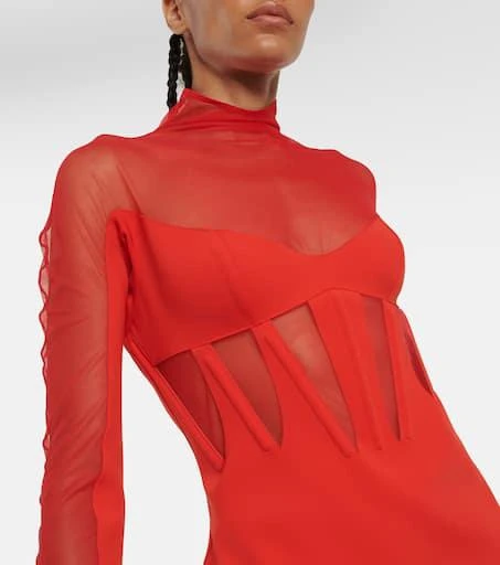 Mugler Tulle-trimmed minidress 4