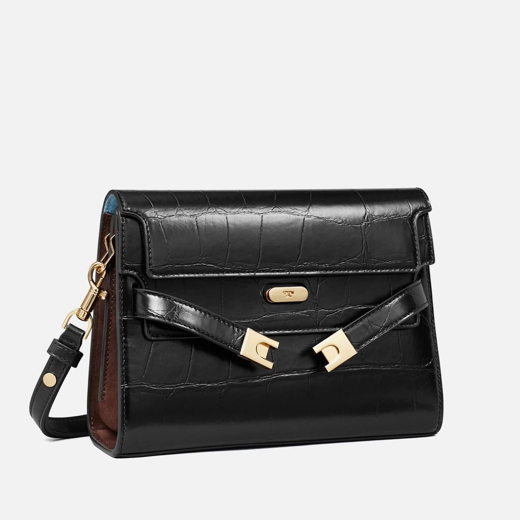 Tory Burch Tory Burch Lee Radziwill Croc Embossed Leather Shoulder Bag