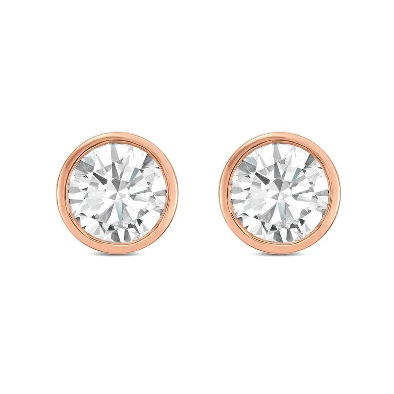 Diana M Jewels 14KT ROSE GOLD LAB GROWN ROUND STUDS IN A BEZEL SETTING WEIGHING 10.00 CTS TW