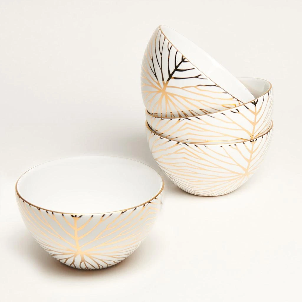 ANNA New York Talianna Lilypad Dessert Bowls S/4, White w/Gold 3