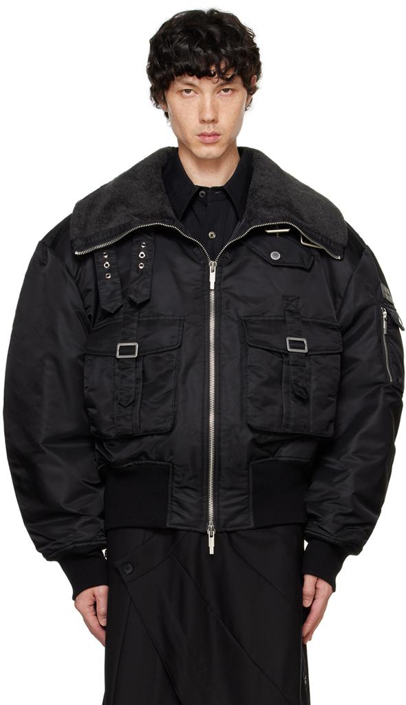 Feng Chen Wang Black Cropped Faux-Leather Jacket - Jackets Feng Chen Wang Black Cropped Faux-Leather Jacket - Jackets