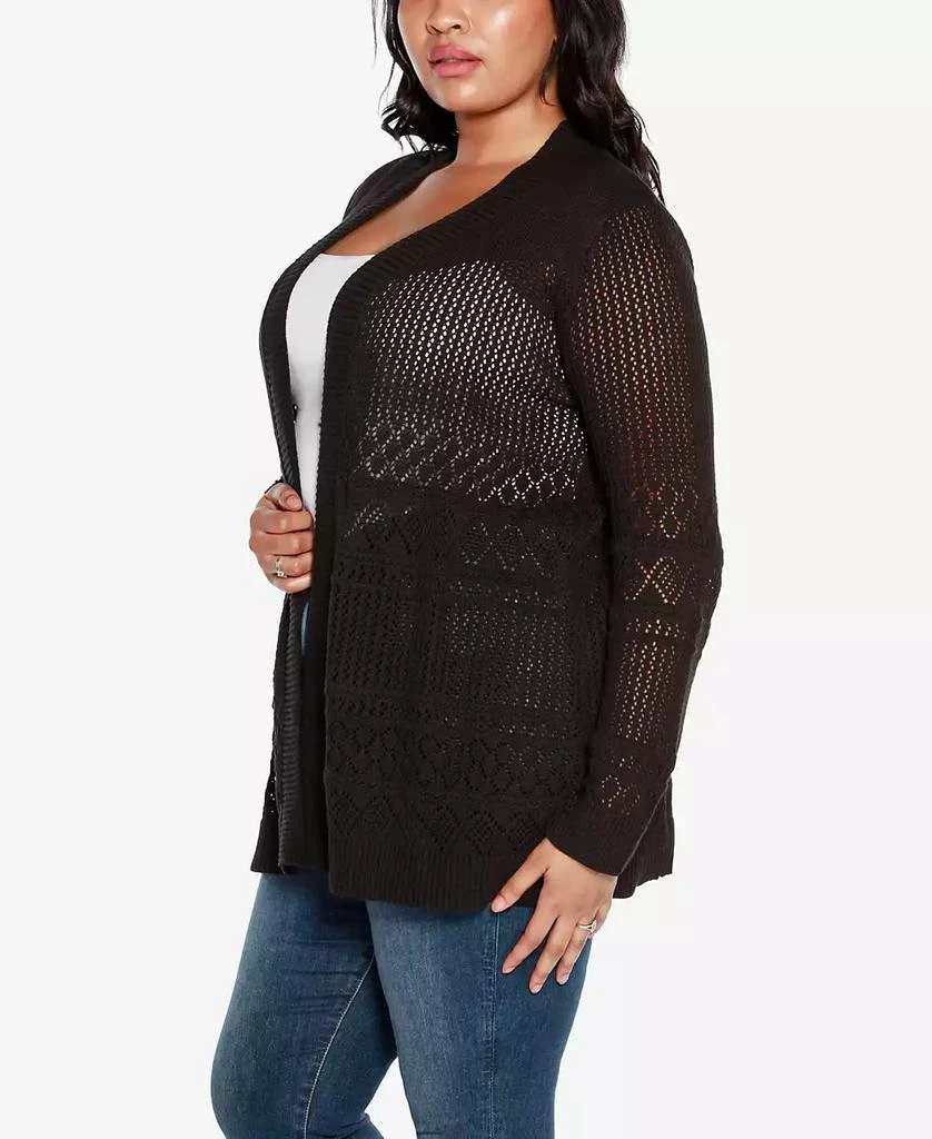 Belldini Plus Size Pointelle Open Cardigan Sweater 3
