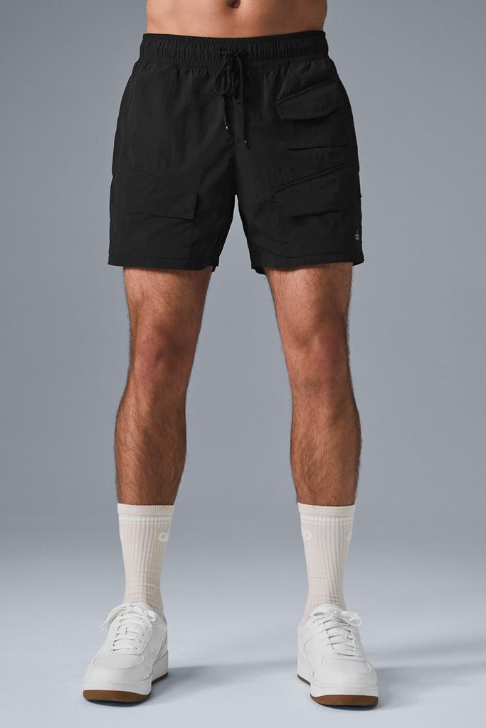 Alo 7" Crinkle Nylon Excursion Cargo Short - Black