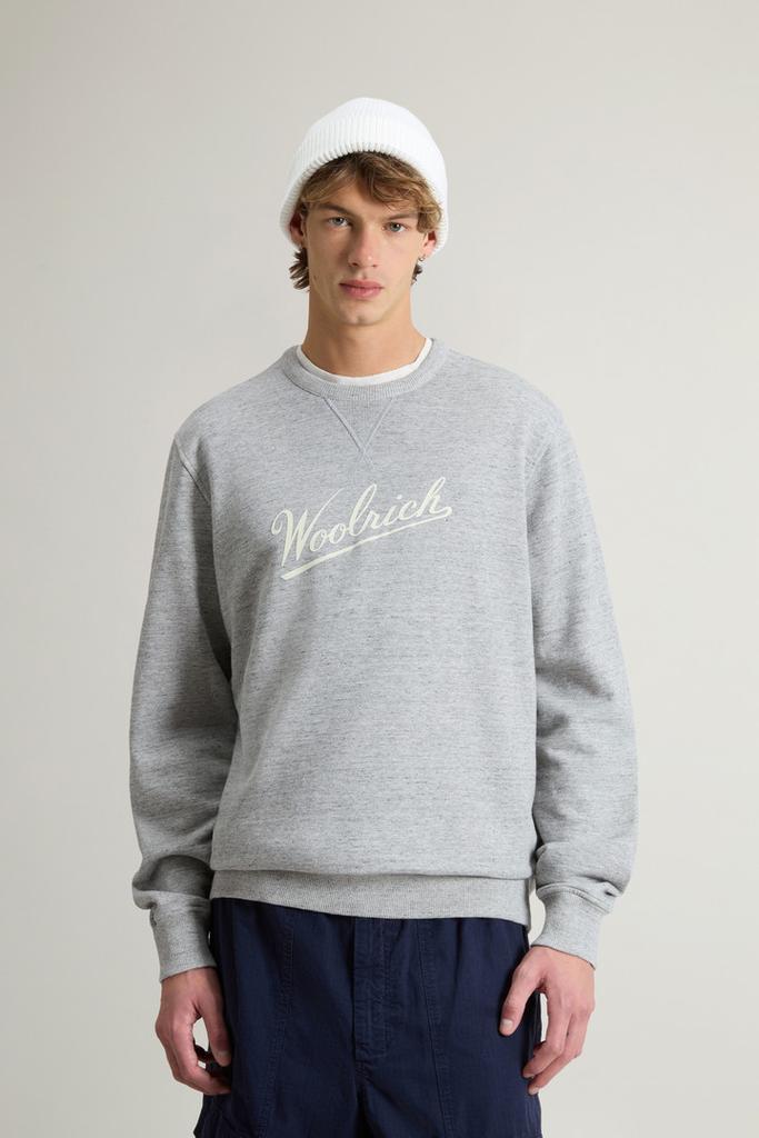 Woolrich Crewneck Sweatshirt in Pure Cotton Mouliné - Men - Gray