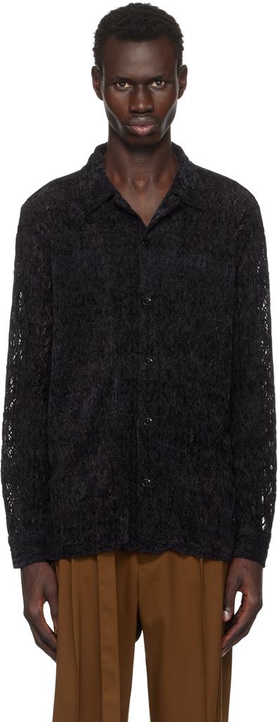 CMMN SWDN Black Rani Velvet Lace Shirt
