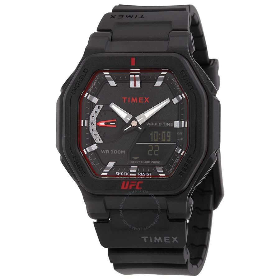 Timex UFC Colossus Alarm World Time Quartz Analog-Digital Black Dial Men's Watch TW2V55200 1