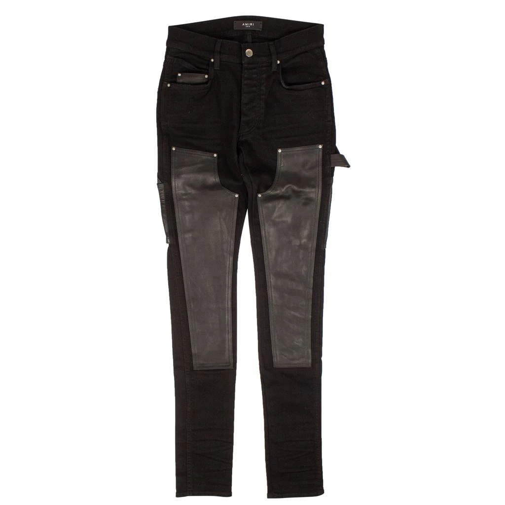 AMIRI Black Denim Leather Workman Pants 3