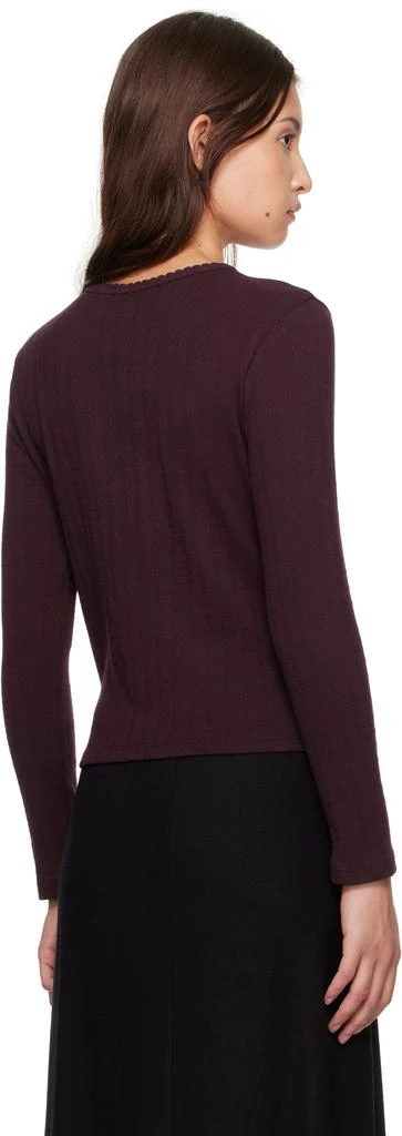 LESET Purple Pointelle Long Sleeve Henley 3