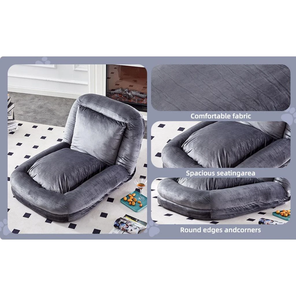 Streamdale Furniture Streamdale Folding Plush Floor Lounge Chair - Adjustable 5
