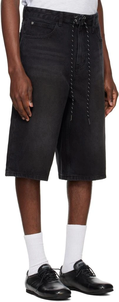 Solid Homme Black Drawstring Denim Shorts 2