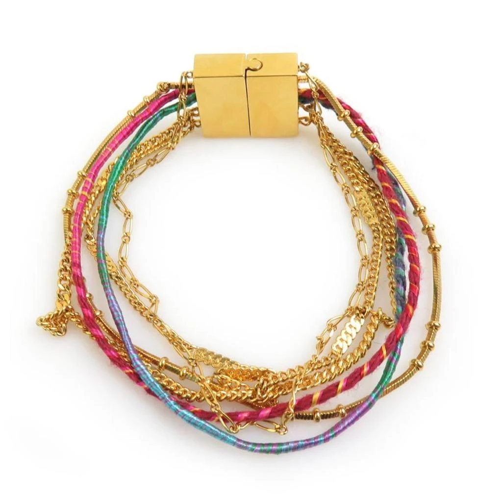 Yves Saint Laurent gold blue pink Cotton Metal Charm Bracelet (Pre-Owned)