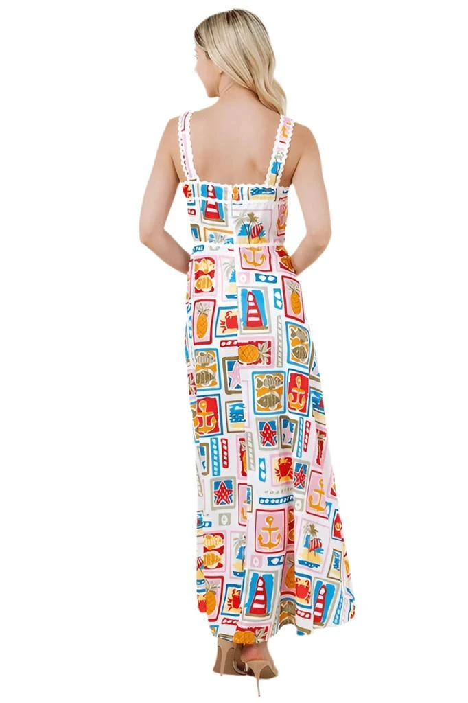 Mayah Overseas Postage Stamp Maxi Dress In White 2