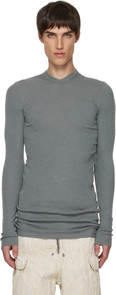 Rick Owens Gray Concordians Rib LS Hoodie 1