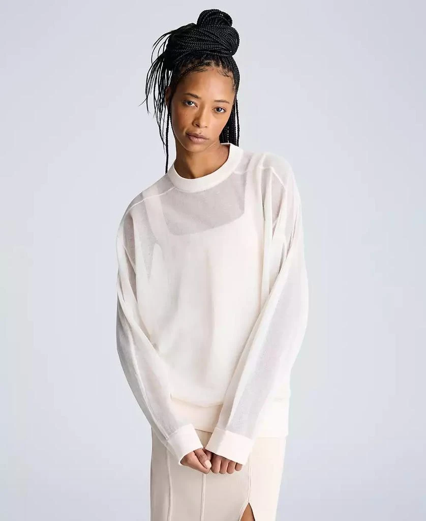 Kenneth Cole Women's Sheer Oversized Crewneck Pullover 1