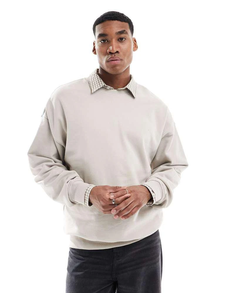 New Look New Look oversized sweatshirt in stone 1