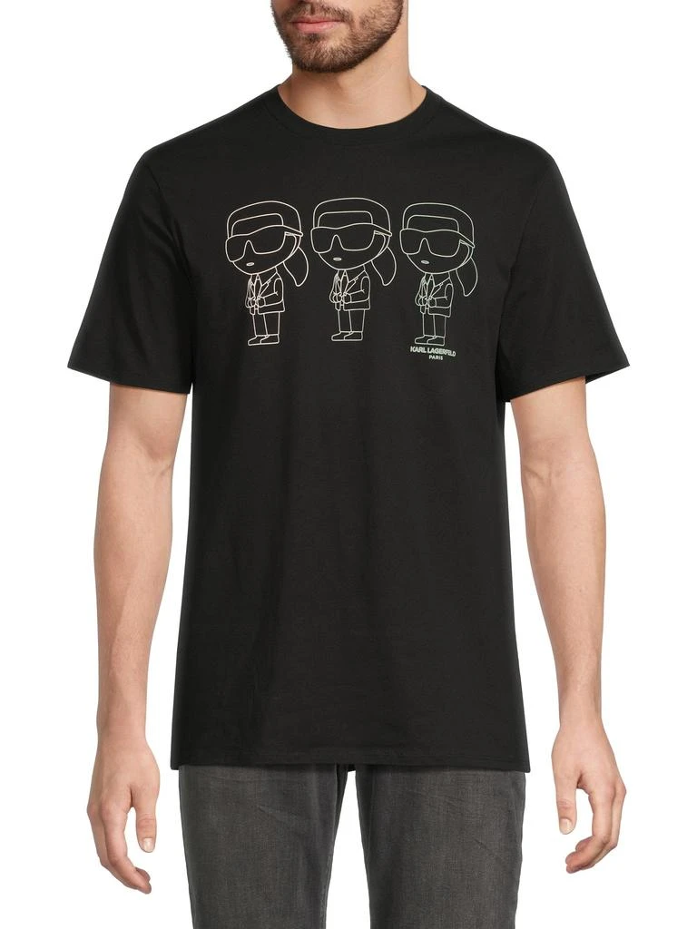 Karl Lagerfeld Paris Three Karl Character Cotton T-Shirt