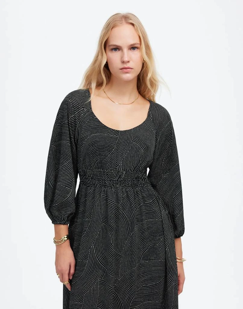 Madewell Balloon-Sleeve Ruched Midi Dress in Dot 2
