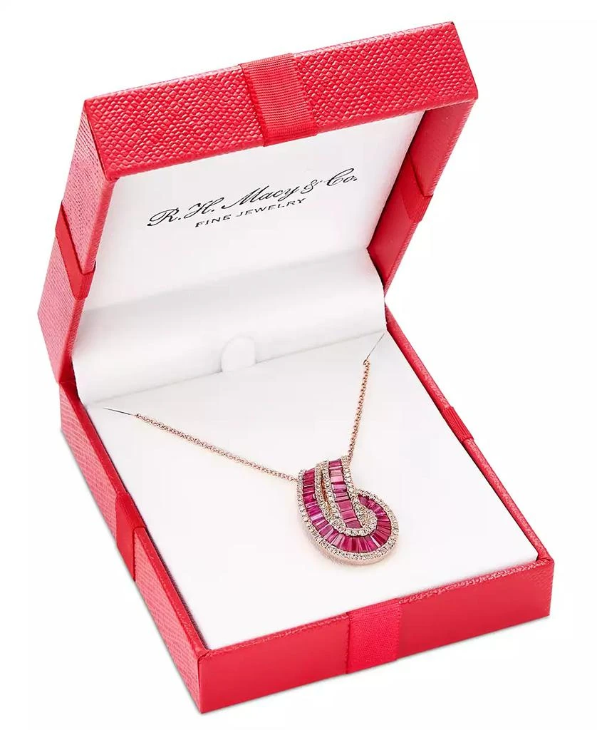 Effy EFFY® Ruby (2-1/3 ct. t.w.) & Diamond (3/8 ct. t.w.) Swirl 18" Pendant Necklace in 14k Rose Gold 3