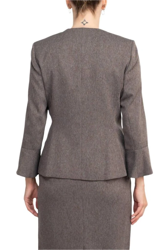 NYP Suits Nyp Suits - Crew Neck 3-button Slit Back Crepe Skirt Set 4