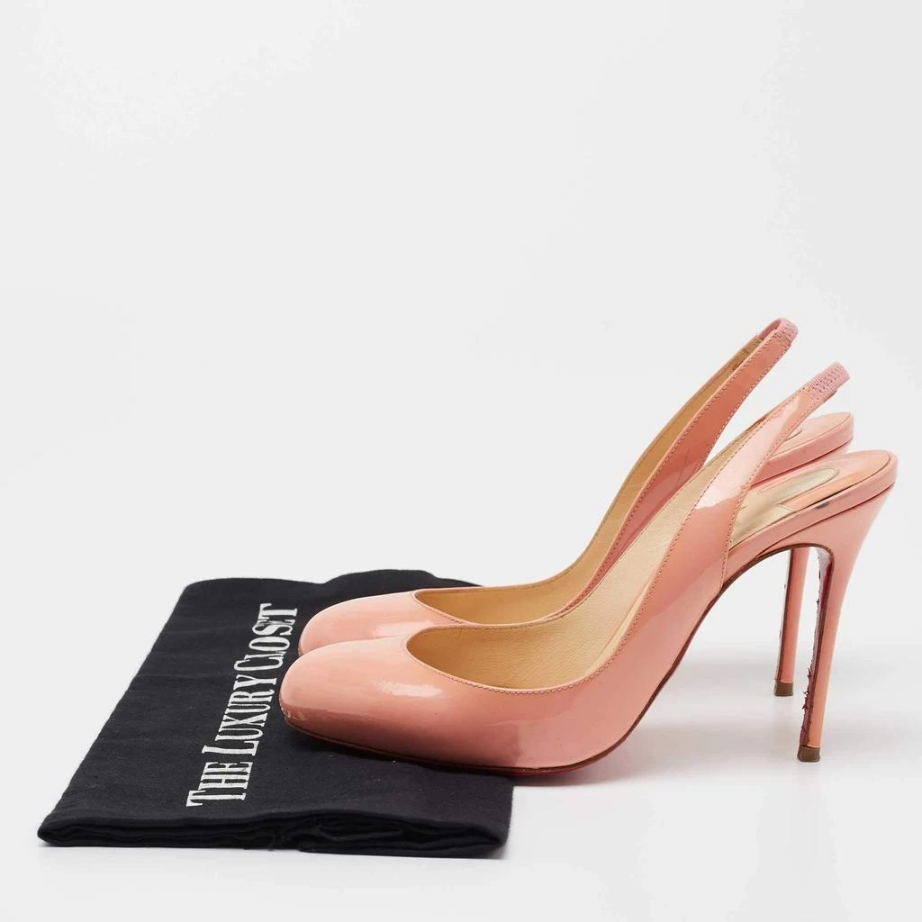 Shop Christian Louboutin Peach Pink Patent Leather Fifi Slingback
