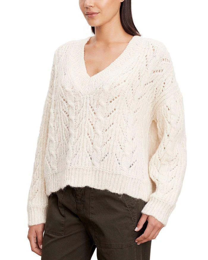 Velvet by Graham & Spencer Cable Knit V Neck Sweater 3