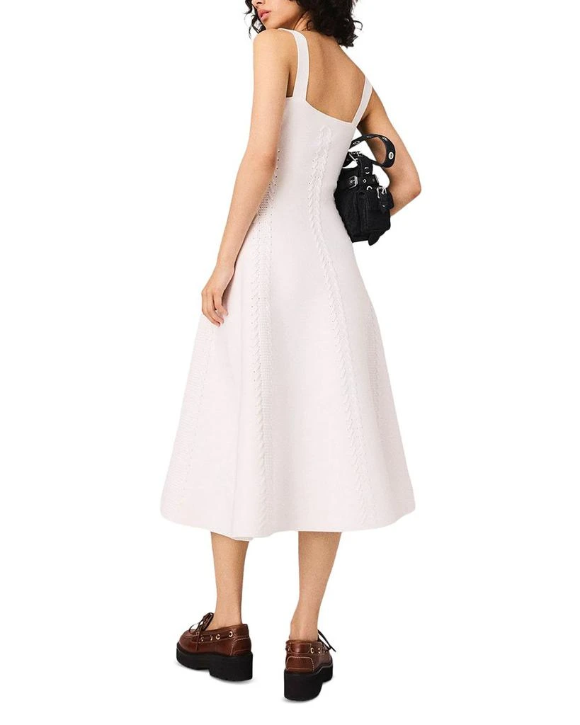 Maje Rorsya Pointelle Knit Midi Dress - White