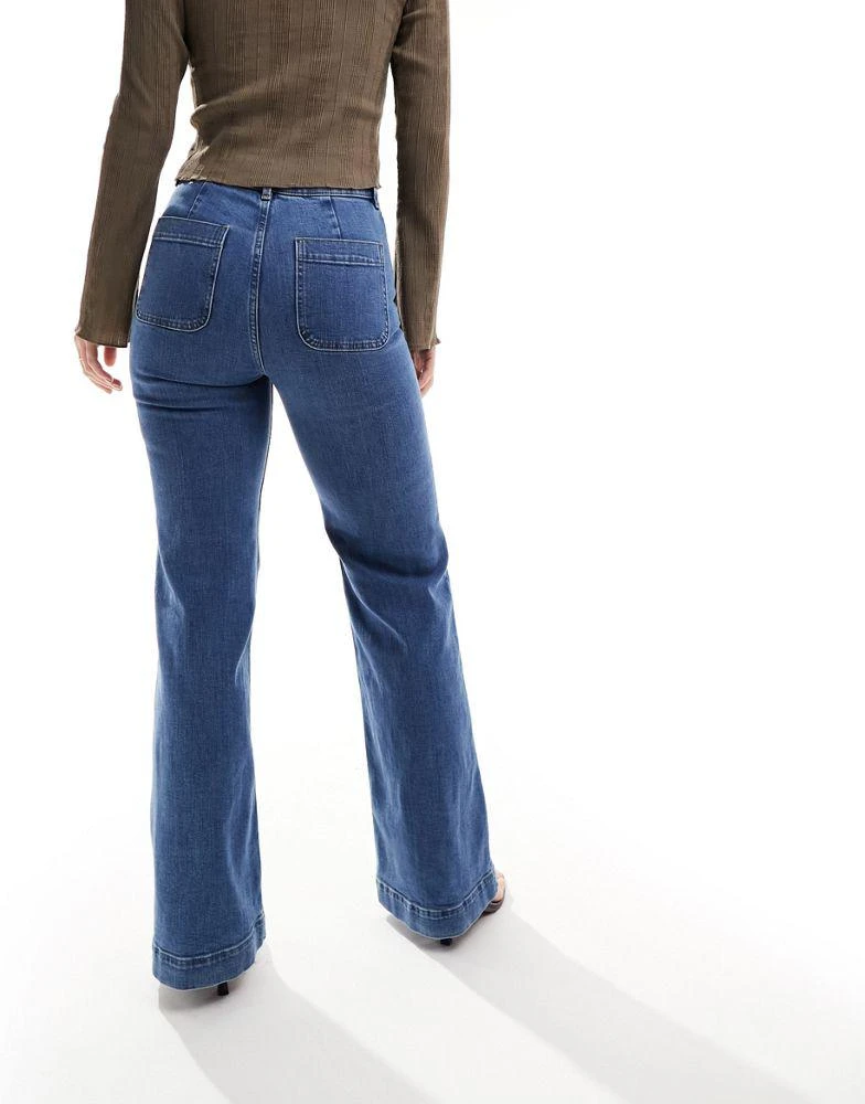 & Other Stories & Other Stories high waist flared jeans in deep blue 5