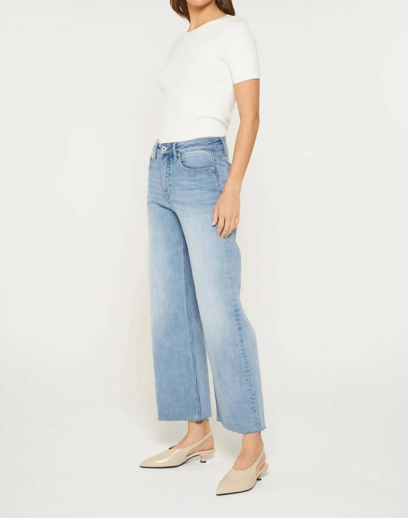 mica denim Tummy Tuck High Rise Wide Raw Hem Jeans In Ball Blue 5
