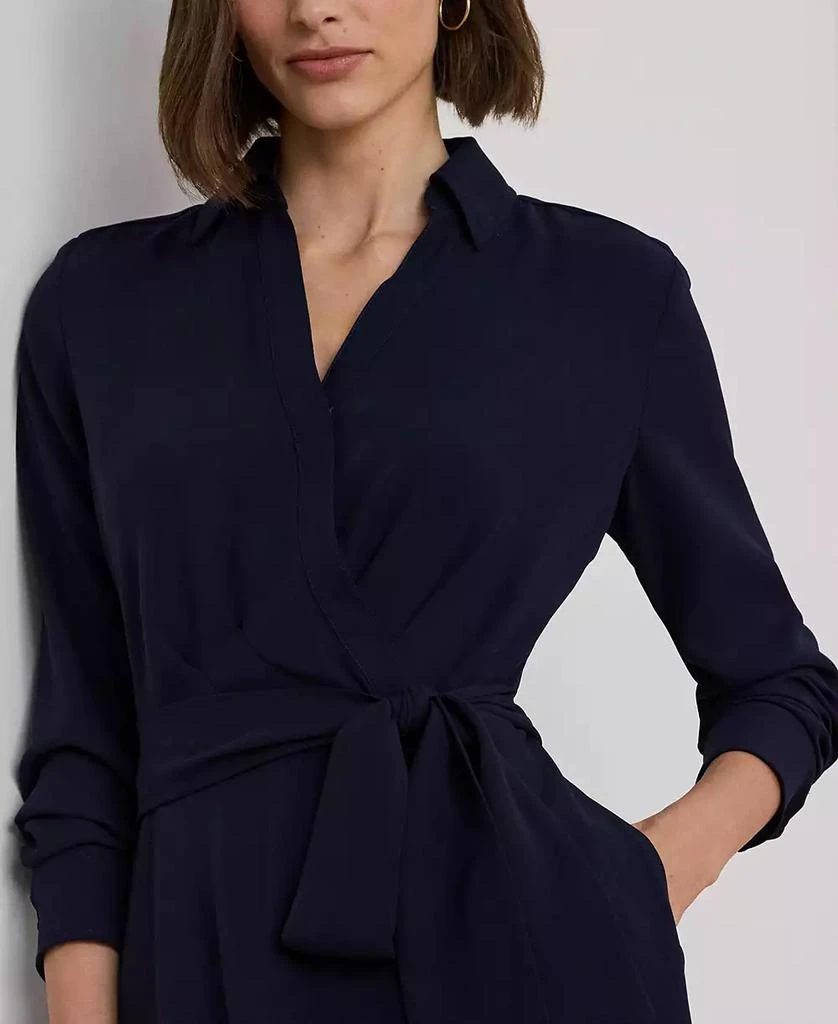 Ralph Lauren Women's Self-Belt Long-Sleeve Surplice Georgette Midi Dress 4