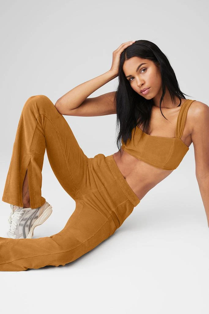 Alo Micro Corduroy Winter Break Bra - Toffee 5