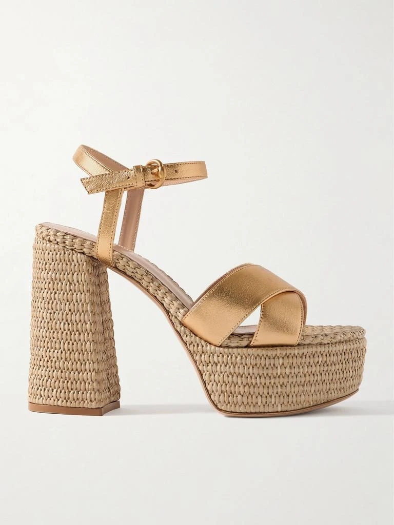 Gianvito Rossi Bebe 130 金属感皮革麻底防水台凉鞋  - IT36 1