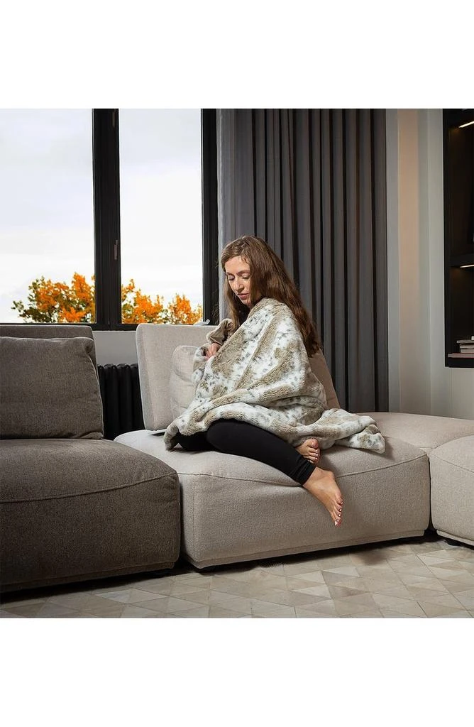 LUXE Faux Fur Throw - 50" x 60" - Snow Leopard 4