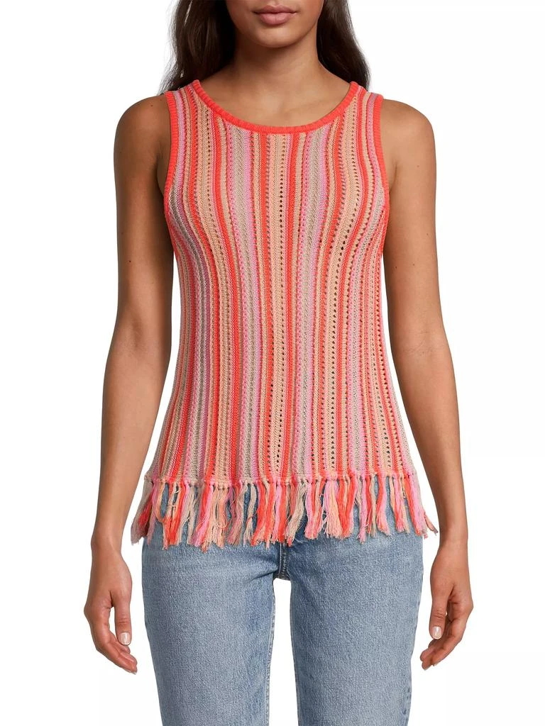 White + Warren Striped Crochet Tank 3