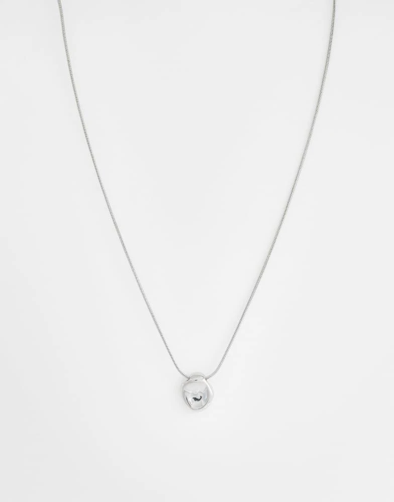 ASOS ASOS DESIGN waterproof stainless steel round molten pendant necklace in silver