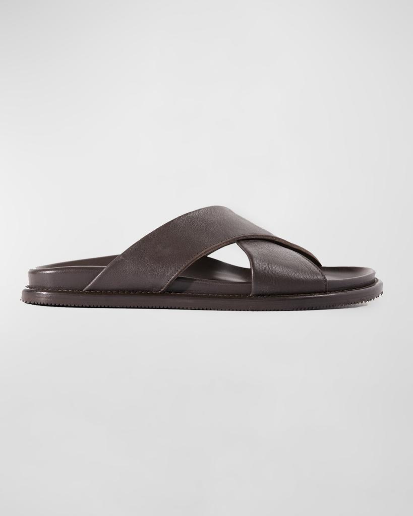 Paul Stuart Men's Punta Crisscross Leather Slide Sandals