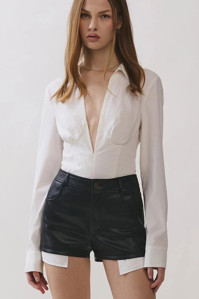 Personal Code Personal Code Bianca Collared Deep V-Neck Long Sleeve Bodysuit