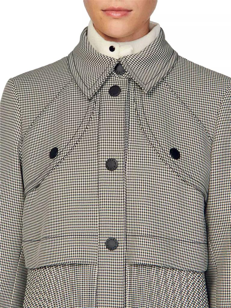 SANDRO Long Houndstooth Coatigan Houndstooth Sandro Jisou Sandro