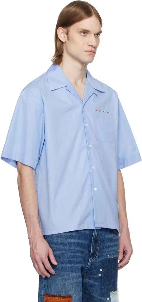 Marni Blue Poplin Bowling Hidden Logo Shirt 2