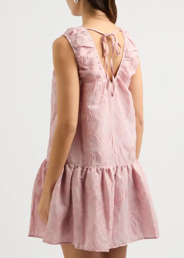 Ganni Floral-jacquard cloqué mini dress 3