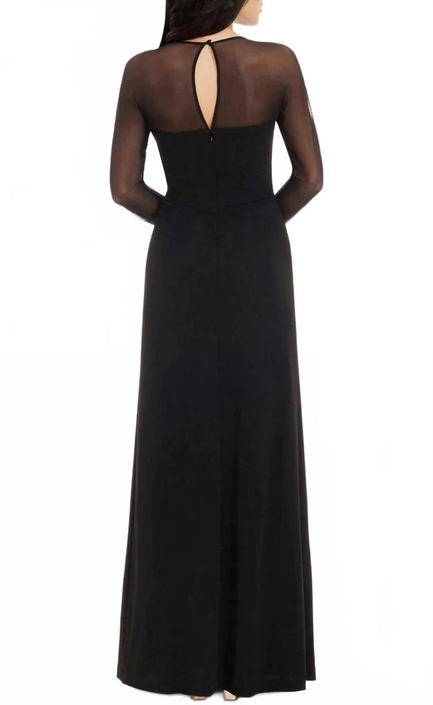 Dress The Population Maxwell Square Neck Long Sleeve Gown In Black 3