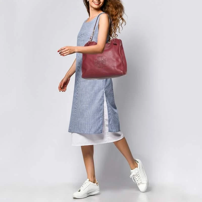 Tory Burch Tory Burch Burgundy Leather Chain Tote 2