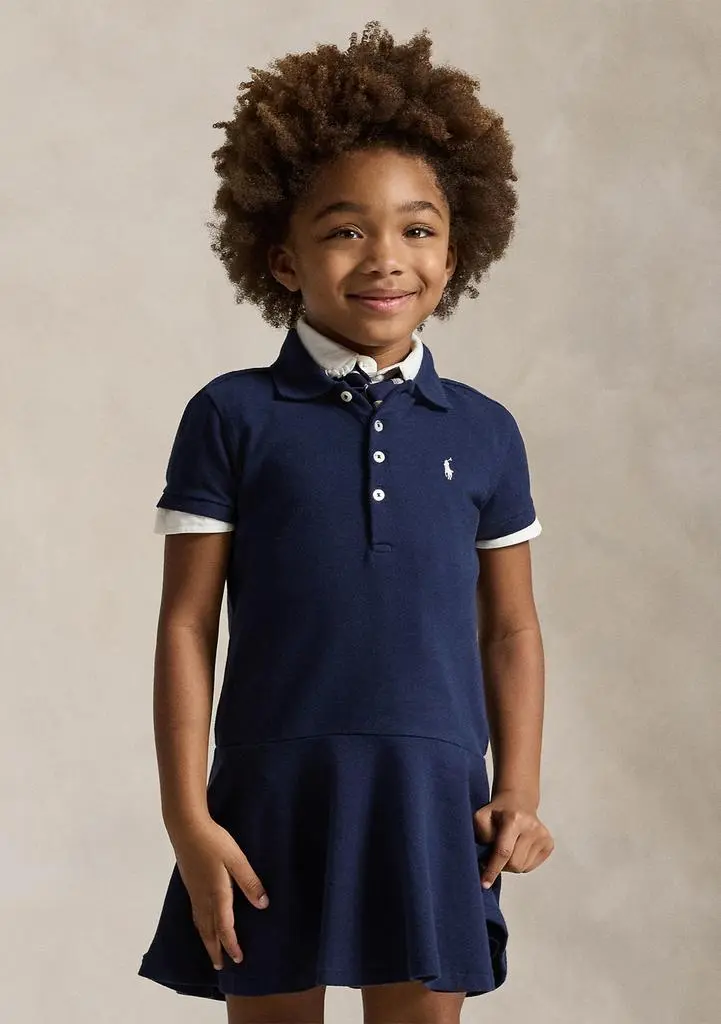 Ralph Lauren Girls 2-6x Stretch Cotton Mesh Polo Dress