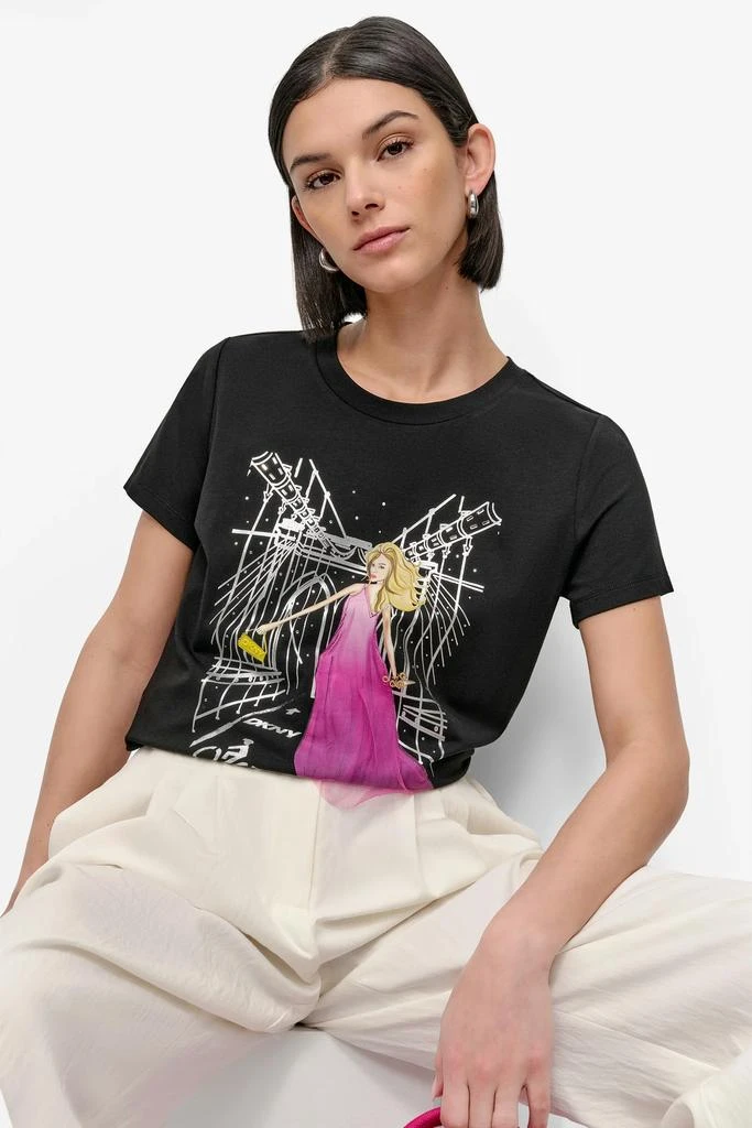 DKNY BOW BRIDGE EMBELLISHED GRAPHIC TEE 4