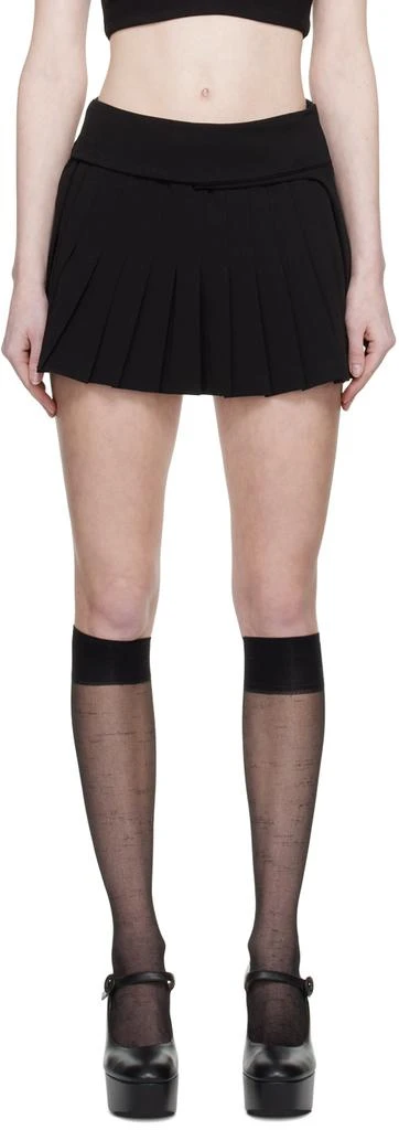 Danielle Guizio Black Pleated Miniskirt 1