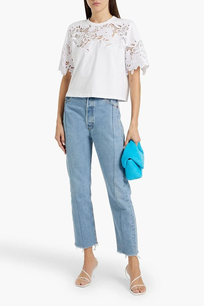 VERONICA BEARD Carnaby guipure lace-paneled stretch-cotton jersey T-shirt 2