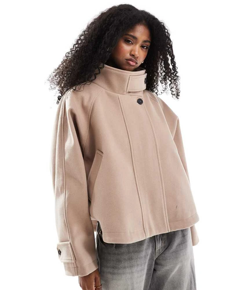ASOS ASOS DESIGN cropped cape formal coat in dusty rose 1