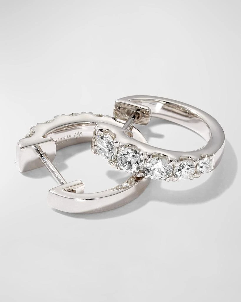 Memoire 18k White Gold Graduated Diamond Huggie Earrings, 0.98tcw 3