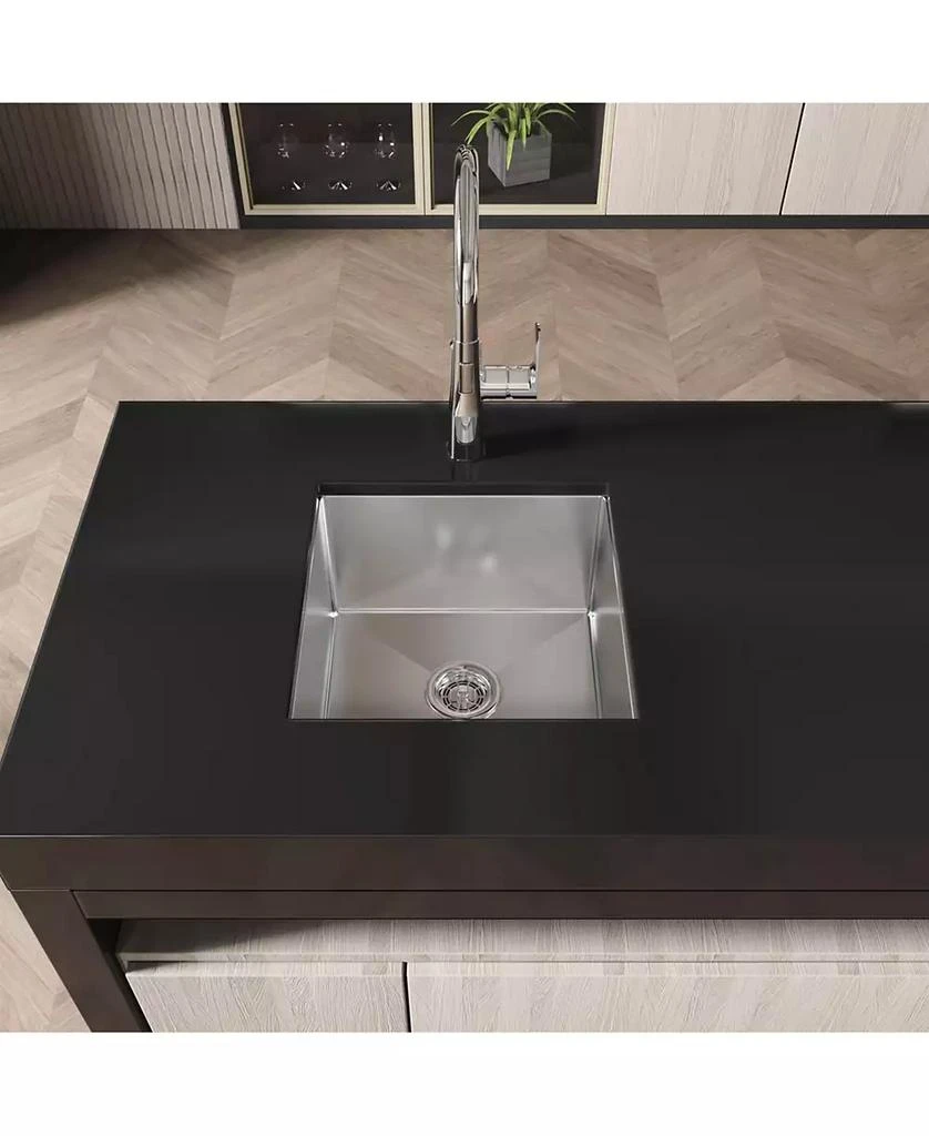 Flynama Brushed Nickel Stainless Steel Kitchen Sink Single Bowl Undermount Handmade 3