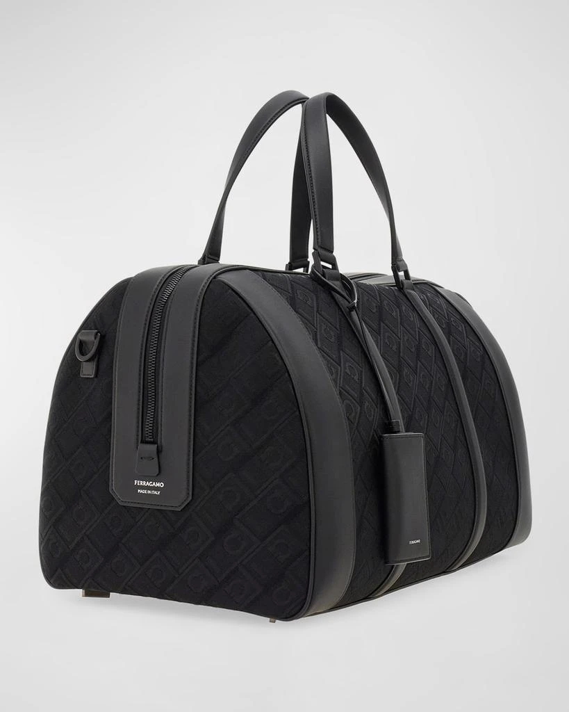 Salvatore Ferragamo Men's Jacquard and Leather Duffel Bag 2